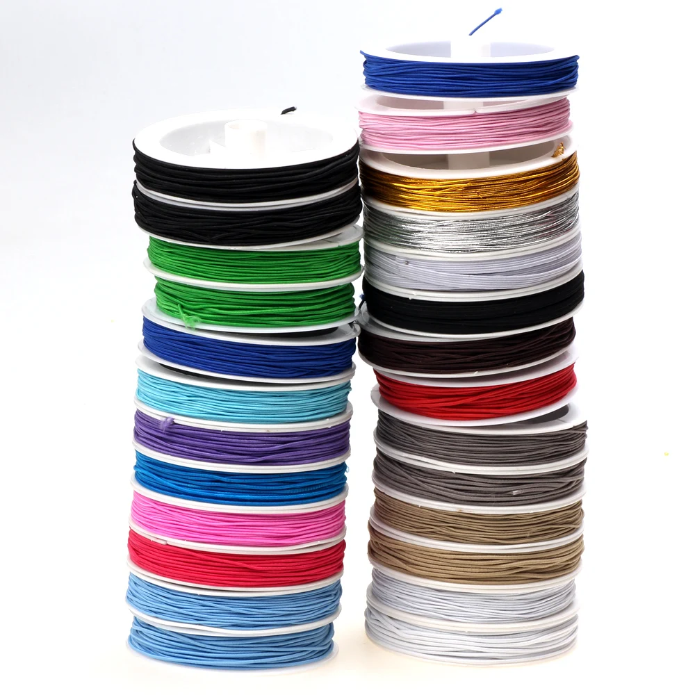 1.0mm 15M/Roll Colored Round Elastic Line Ultra-Fine/Skirt Wrinkled Bottom Rope/Rubber Band DIY Necklace Bracelet Jewelry Making