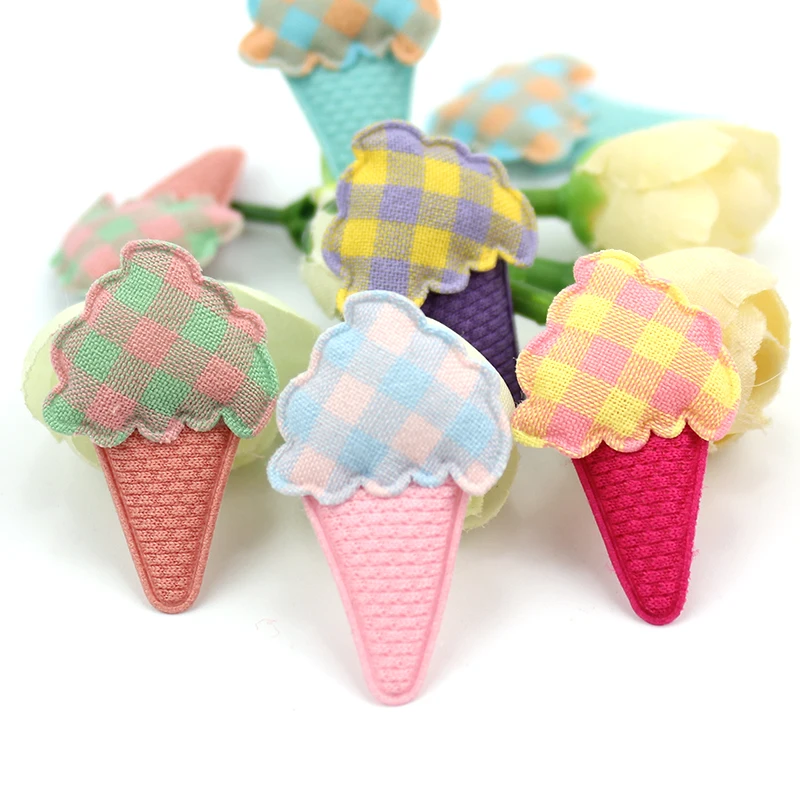 50Pcs 2.3*3.5cm Ice Cream Padded Appliques For Baby\'s Hairpin Crafts Headwear Decoration Handmade Ornament Accessories Wholesale