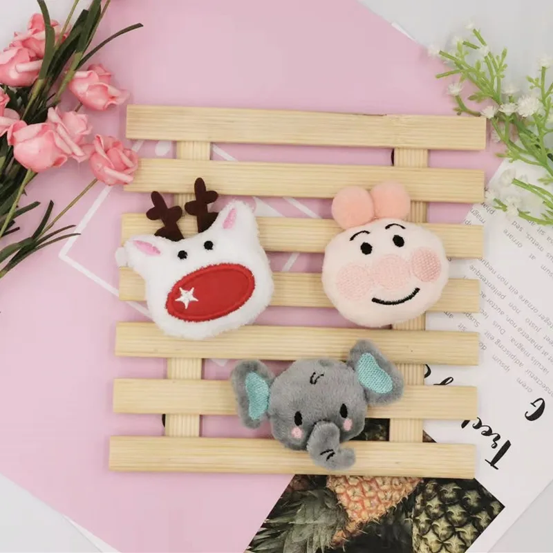 10pcs/lot Cartoon DIY cute animals Plush toys doll patches appliques hair decoration for hair cloth and shoes