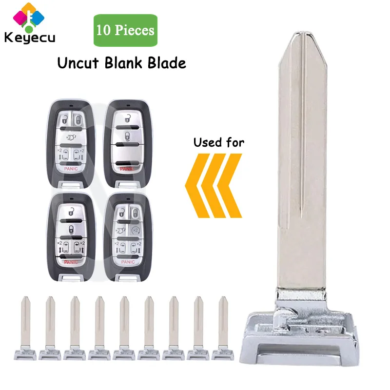 

KEYECU 10 Pieces Smart Prox Remote Uncut Insert Emergency Key Blade for Chrysler Pacifica 2017 2018 2019 2020 Fob M3N-97395900