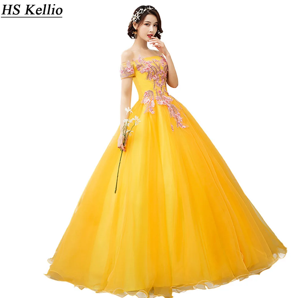 Vestido de baile amarelo justo vestido quinceanera