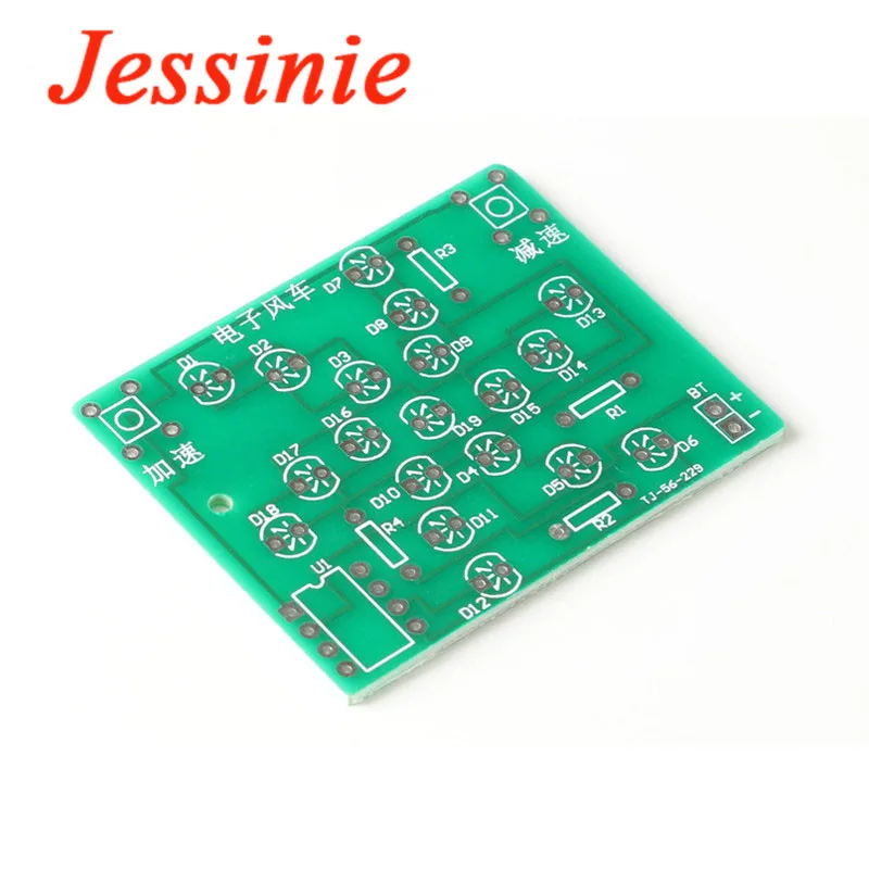 DIY Kit Electronic Windmill DC 5V Funny Rotating Light Kit Practice Board Adjustable Speed MCU Design for Training Soldering