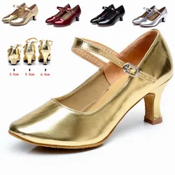 Nuevos zapatos de baile modernos de PU especulares, zapatos de baile de salón estándar, zapatos de baile latino al aire libre para mujeres 3,5 CM 5,5 CM 6,5 CM