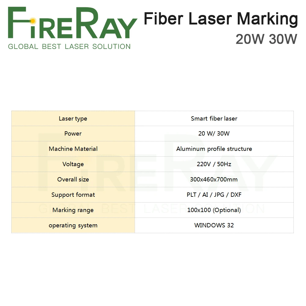FireRay 1064nm 20W 30W آلة التعليم بليزر الألياف الذكية 220V نطاق العلامات 100x100mm