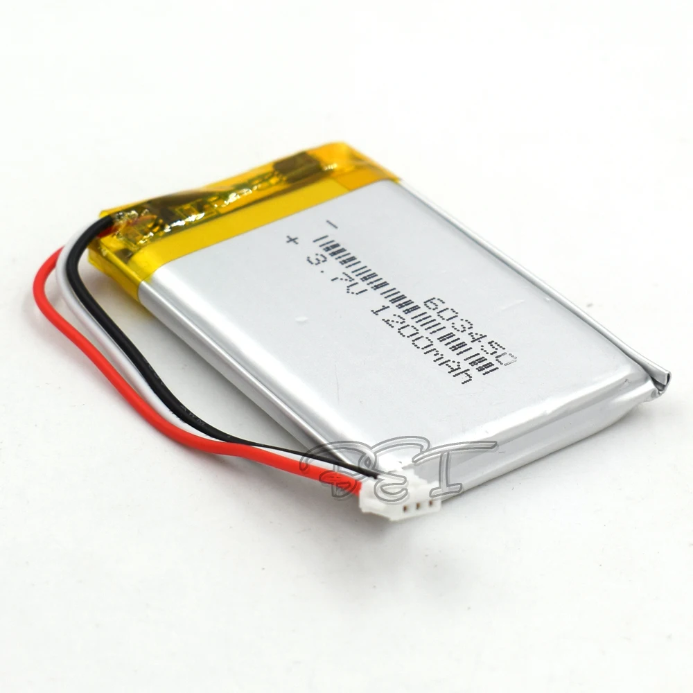 1200mAH 603450 Polymer 3Wire With Plug Rechargeable lithium 3.7V Li-ion Liion Battery for GPS Speaker MP3 MP4 Navigater Camera