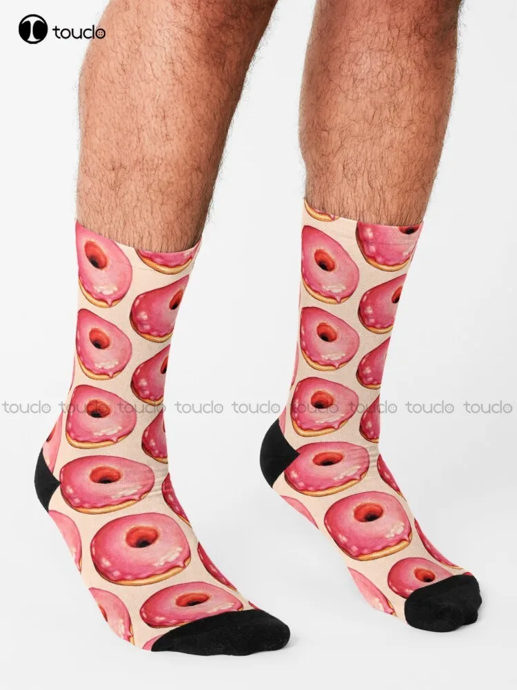 Strawberry Donut Pattern Socks Winter Socks Unisex Adult Teen Youth Socks Personalized Custom 360° Digital Print