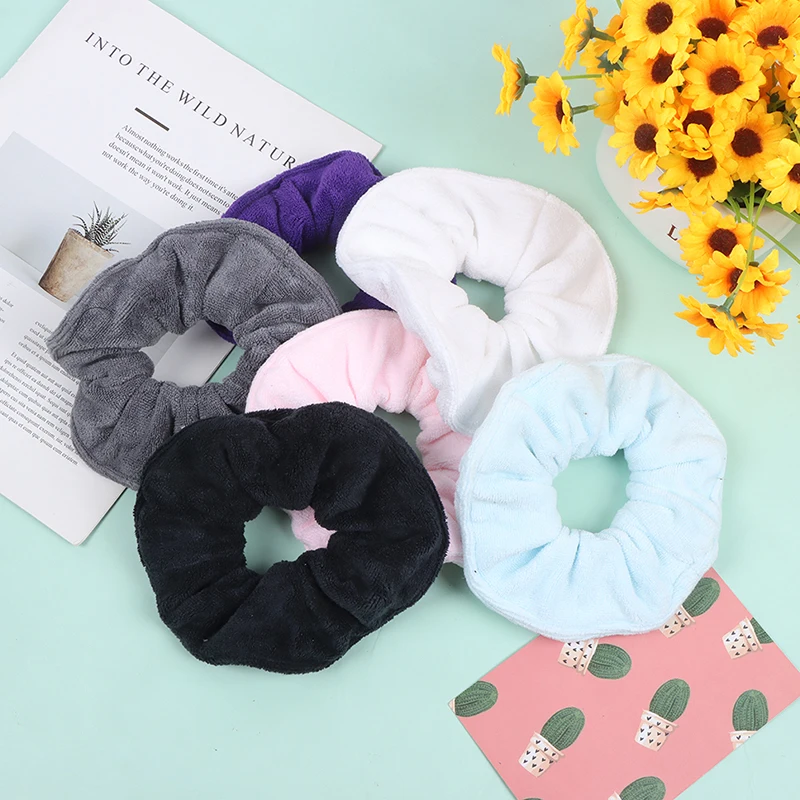 New Women Large Wide Microfiber Hair Drying Scrunchies Towel Hair Band For Frizz Free Solid Rubber Band Hair Tie For Sport Yoga