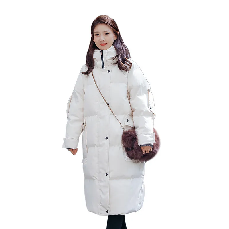 

Long Parkas Women Nice Winter Korean Oversized Warm Hooded Coat Women Solid All-match Thicken Cotton Padded Jacket Female LD2508