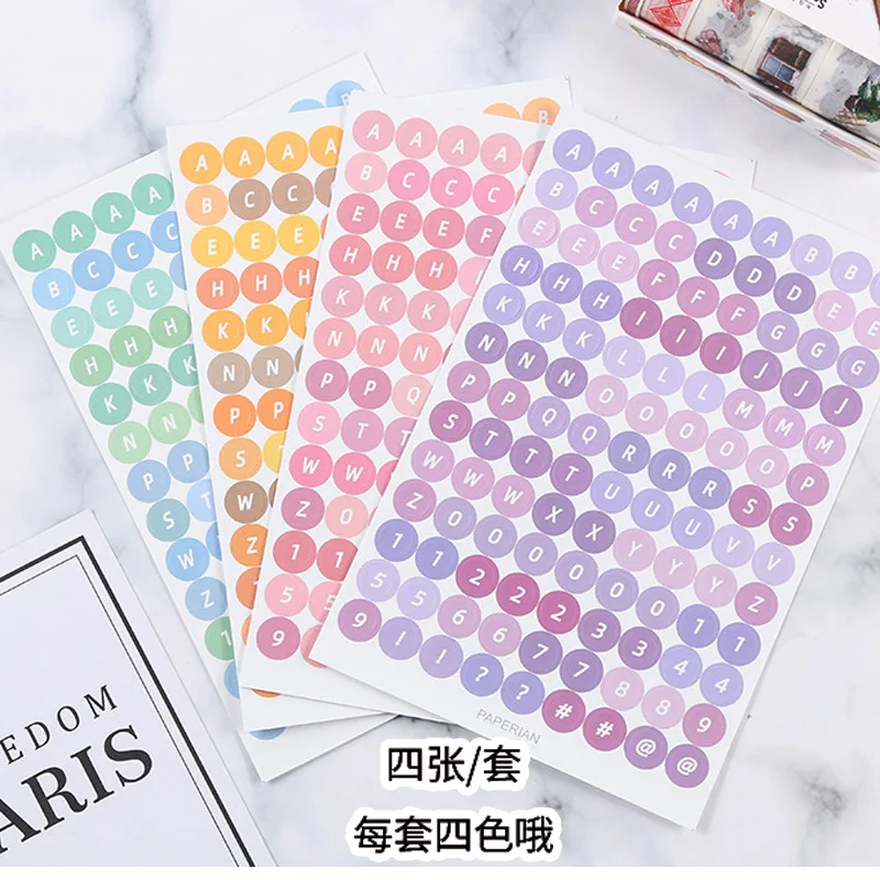 Korean INS 4 Sheet Alpha Numeric  Cute Hand Account Sticker Creative Decoration Learning Stationery Notebook Sticker