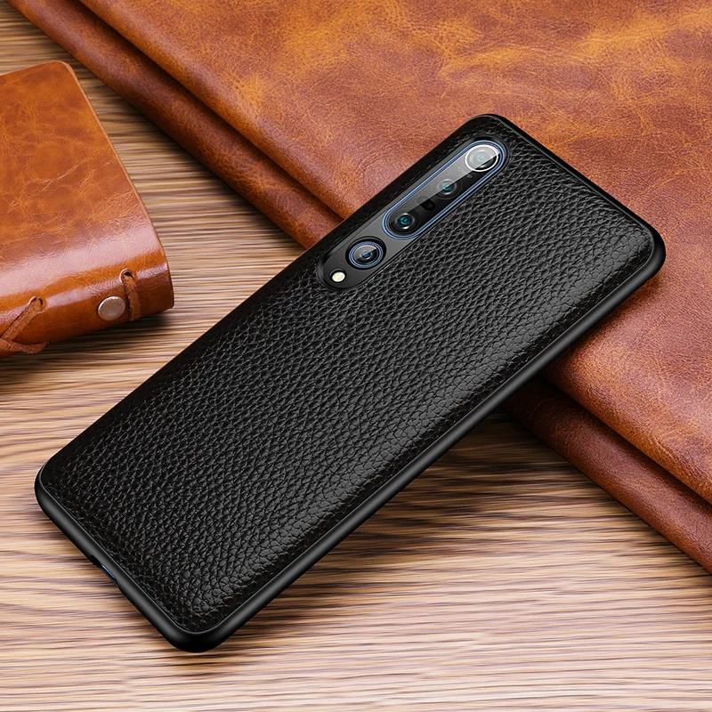 

Luxury Lichee Shockproof Full Protective Genuine Leather Phone Case for Xiaomi 10 Pro