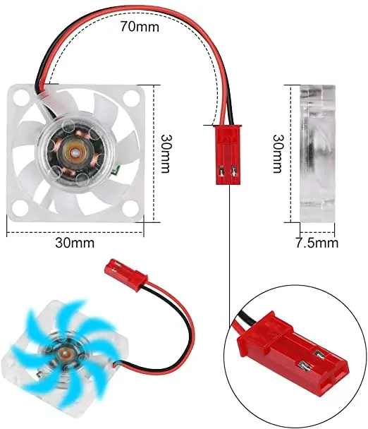 2 Pcs Raspberry Pi 4 Fan Raspberry Pi Cooling Fan Quiet 30mm 30mm Fan Cooler Radiator 3 to 5.8V for Raspberry Pi 3 B+