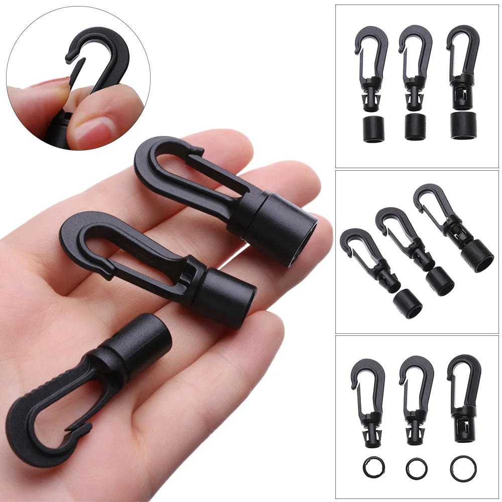 5Pcs Plastic Bungee Shock Tie Cord Ends Rope Buckles Safe Lock Kayak Fishing Canoe Clothesline Hooks POM Snap Hook Clip