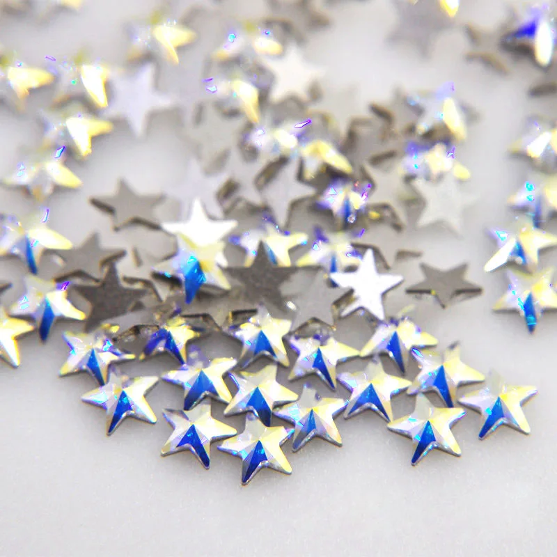 Star-like strass para nail art, 5mm, 20pcs, rivoli, forma de estrela, diamantes de cristal, encantos, diy, artesanato, acessórios