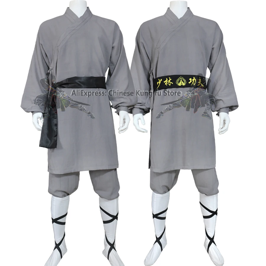 

Dark Gray Linen Shaolin Monk Robe Kung fu Uniform Tai chi Suit Martial arts Clothes Custom Tailor Need Your Measurements