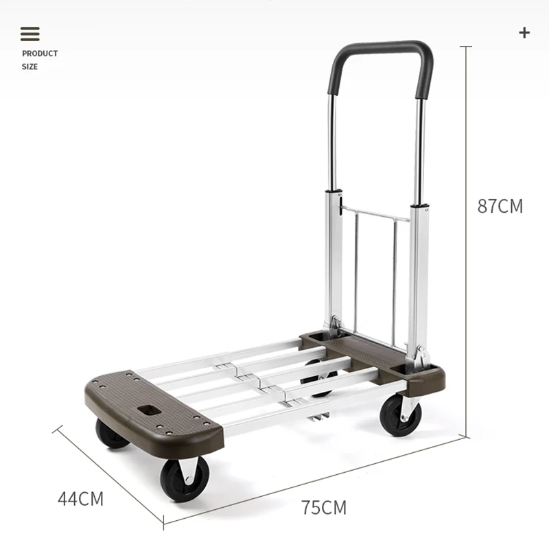 Aluminum Alloy Truck Small Pull Cart Pull Cargo Folding Portable Trolley Household Telescopic Trailer 150kg Load-Bearing