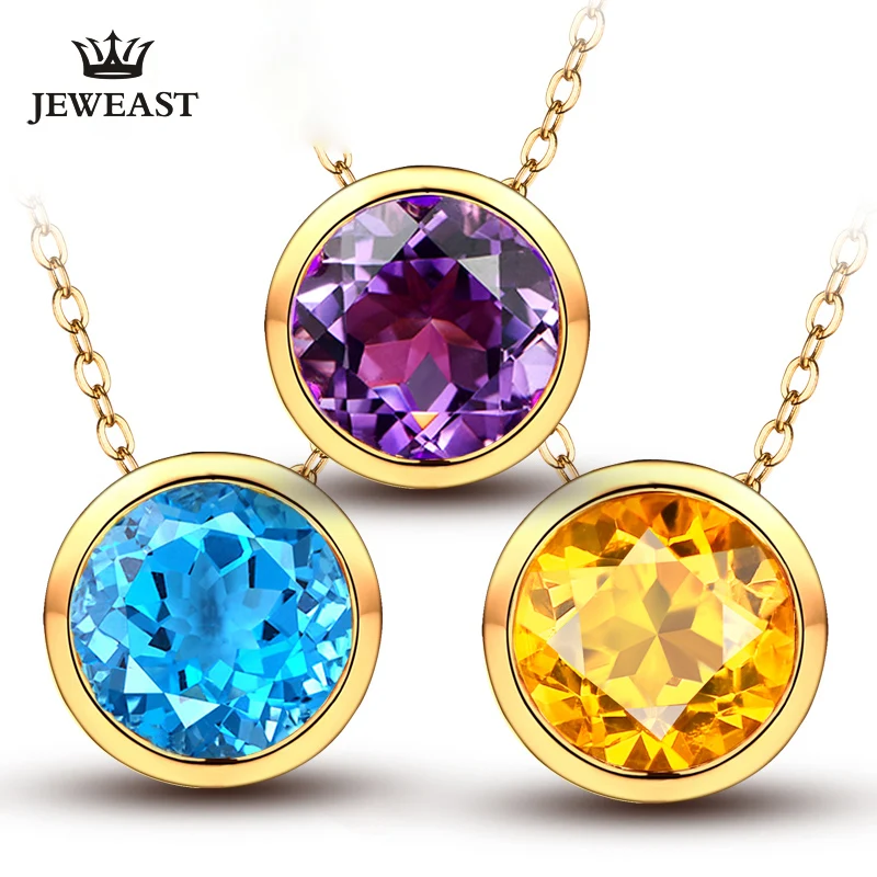 

SLFD Natural topaz/Citrine/Amethyst 18K Pure Gold Pendant Real AU 750 Solid Gold Trendy Classic Fine Jewelry Hot Sell New 2023