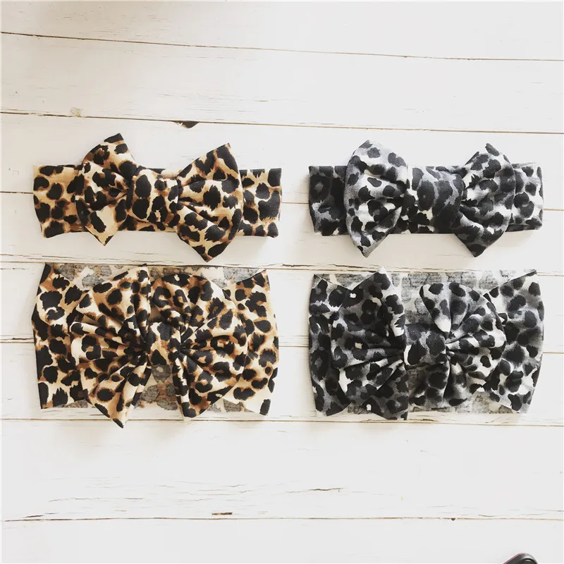 

Newborn Baby Headband Leopard Girls Bows Hairbands For Children Wide Turban Pleated Headwrap Donut Hats infant Hair Accessories