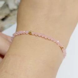 Lii Ji Rose Quartz Citrine US 9K GF Deilicate Handmade Bracelet 15cm+3cm