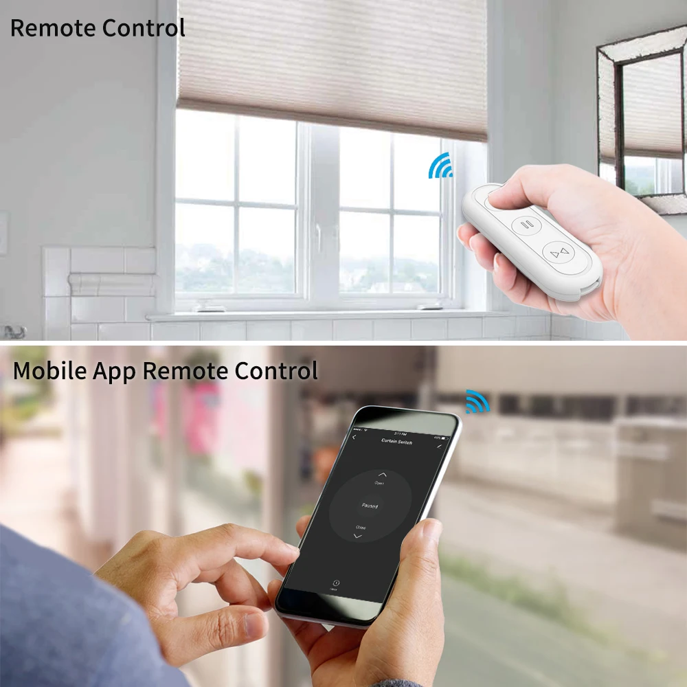 Módulo de relé wifi+RF de enchufe con control remoto para persianas, Módulo de control de persianas y cortinas motorizadas, para Smart Life, Tuya, Alexa y Google Home