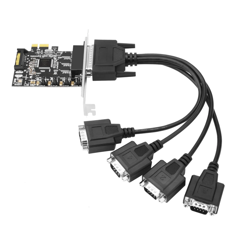 

MCS9904 Chipset PCIE to RS232 4-Port DP9 Serial Port Expansion Card Supports 15PIN SATA Power Supply