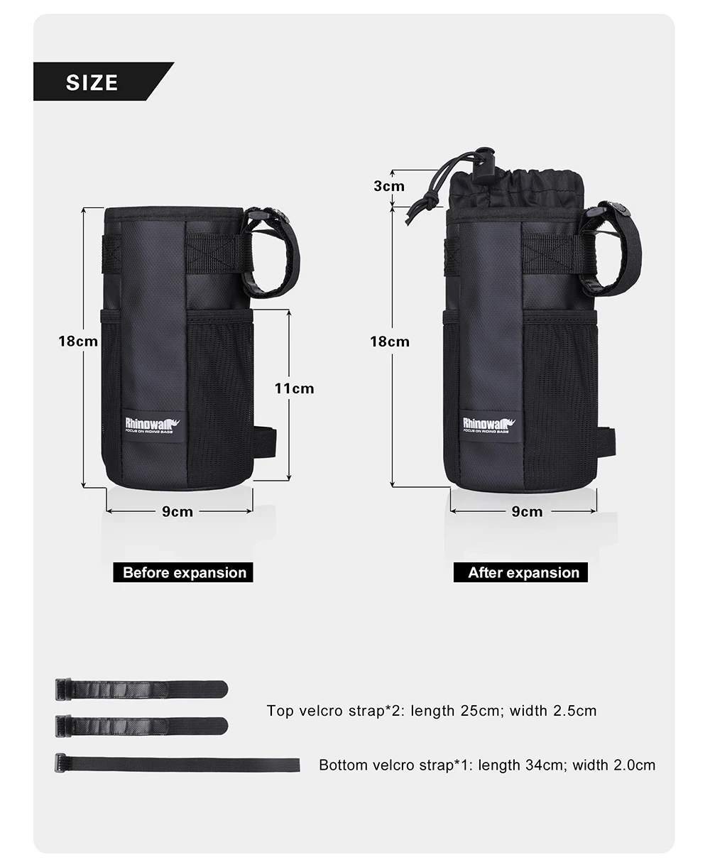 Rhinowalk Fahrrad Tasche Fahrrad Wasser Flasche Tasche Beutel Bike Zubehör Lenker Werkzeug Tasche Touring Pendeln Isolierte Tasche – Detail 13