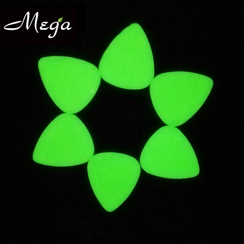 100 Uds. Púas de guitarra luminosas con diseño de logotipo personalizado que brillan en la oscuridad, púa de guitarra de calibre pesado de 0,96mm