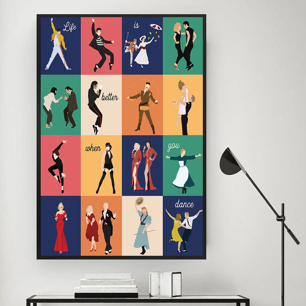 Classic Movie Poster Modern Pulp Fiction Pop Culture Abstract Minimalist Canvas Painting Dance Wall Art Print Picture Home Decor