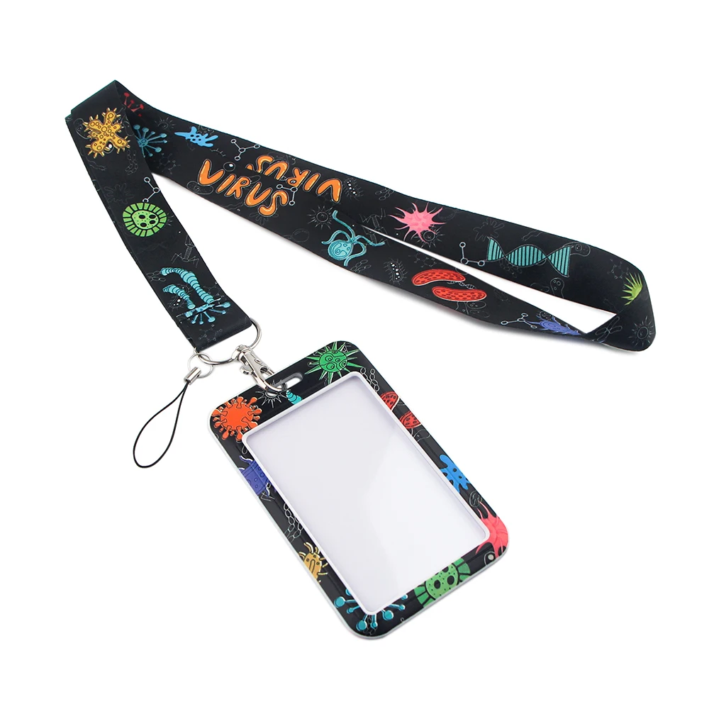 

ER836 Medical Theme Virus Doctor Nurse Lanyard ID Badge Holder Bus Pass Case Cover Slip Bank Credit Card Holder Strap Cardholder