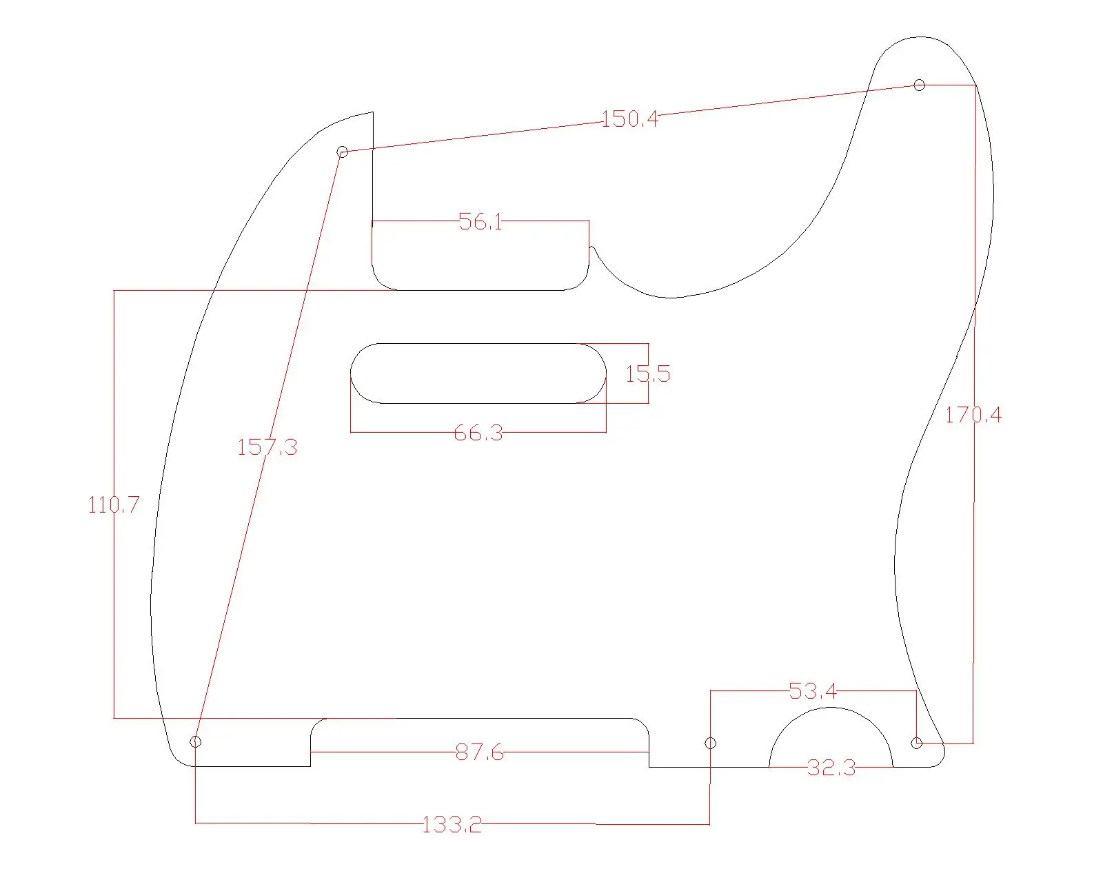 Battipenna Tele Vintage a 5 fori anodizzato in alluminio metallo Dopro adatto per parafango americano/messicano per Telecaster