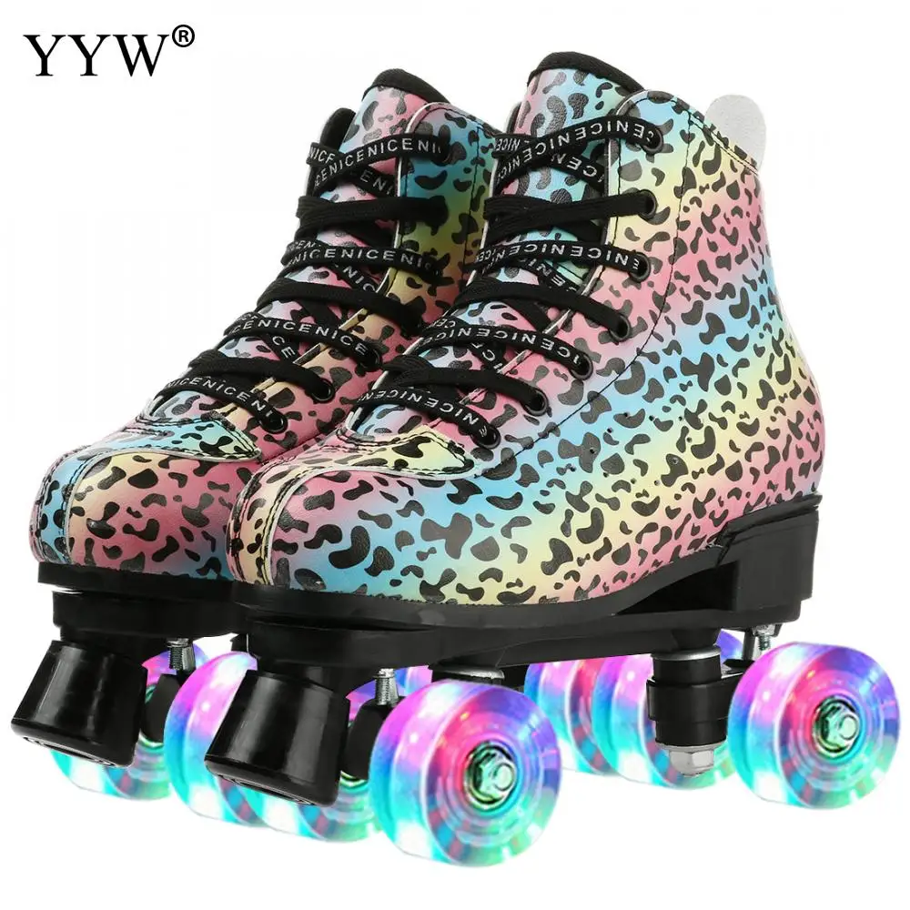 Roller Skates Ultra Fiber Skating Rollers Sport Double Row For Women Men Breathable Roller Skating Shoes Size 37 To 44 Patines