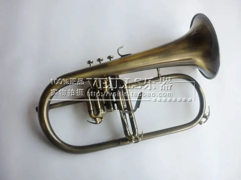 

Retro Flugelhorn High quality Antique Copper Simulation Drawing Process B Flat Flugelhorn Trumpet