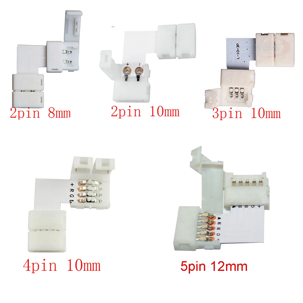 5set L Shape 2pin 3pin 4pin 5pin LED Connector For connecting corner right angle 5050 SMD RGB RGBW 3528 2811 2812 LED Strip