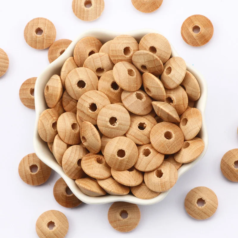 Round Natural Beech Wood Spacer Beads 13x6mm Loose Wood Color Wood Beads For Jewelry Making DIY Necklace Bracelet Accessories