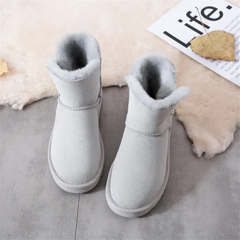 Natural Wool Woman Snow Boots Shoes Women 2022 Real Sheepskin Women\'s Genuine Sheepskin Women Boots Women Shoes Flats Shoes