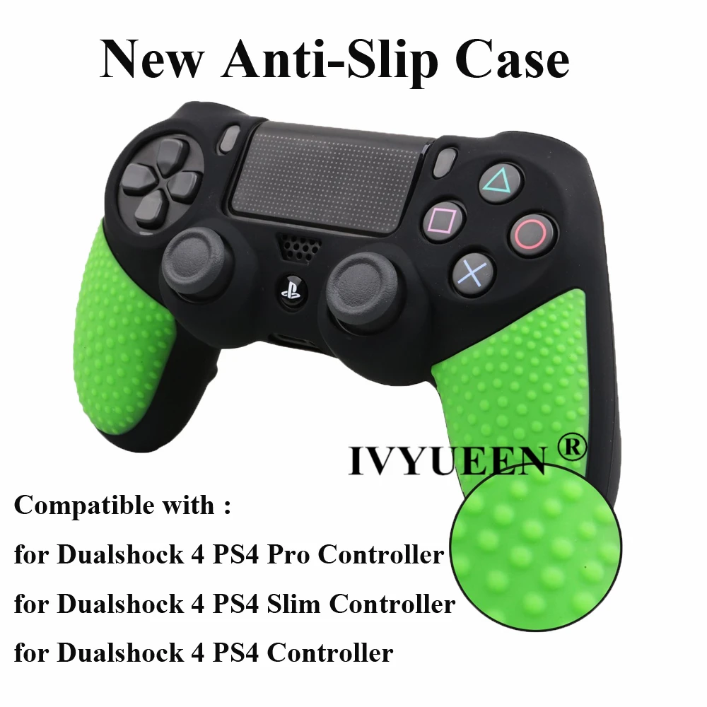 IVYUEEN Anti-SlipซิลิโคนผิวสำหรับDualshock 4 PS4 DS4 PRO Slim Controller ProtectorฝาครอบThumb Stick grips Caps