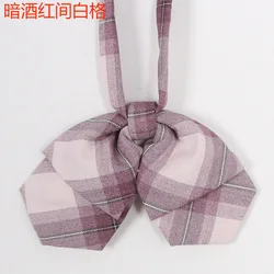 Japanese School JK Uniform Double Bow Tie For Girls Uniform Accessories Plaid Butterfly Cravat School Sailor Suit Flowers Tie