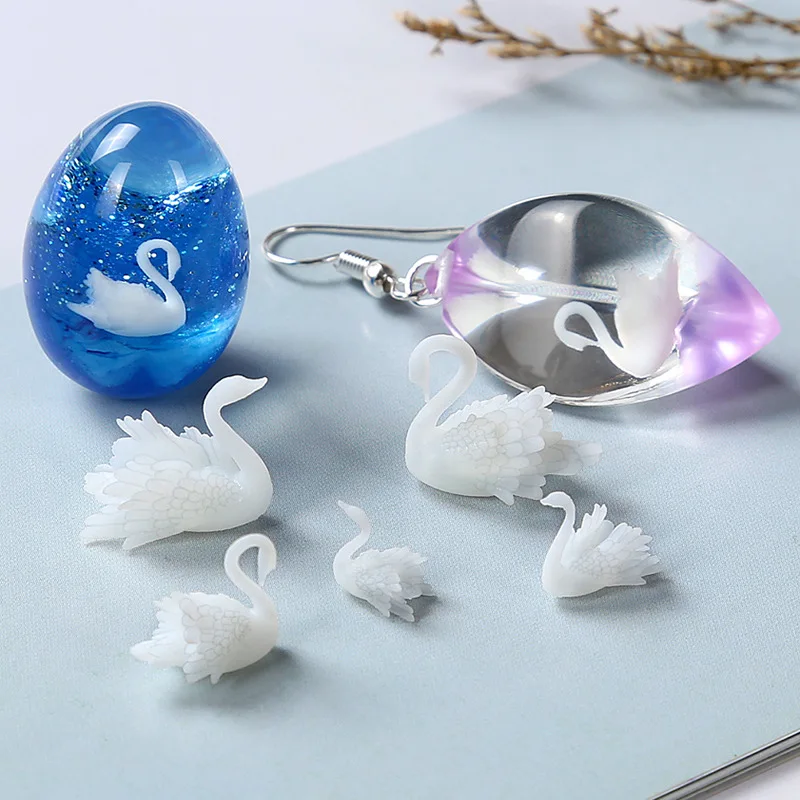 3pcs / lot 3D Swan Jewelry UV Resin DIY Craft Nail Handmade Resin Jewelry Transparent Paper Filler Material