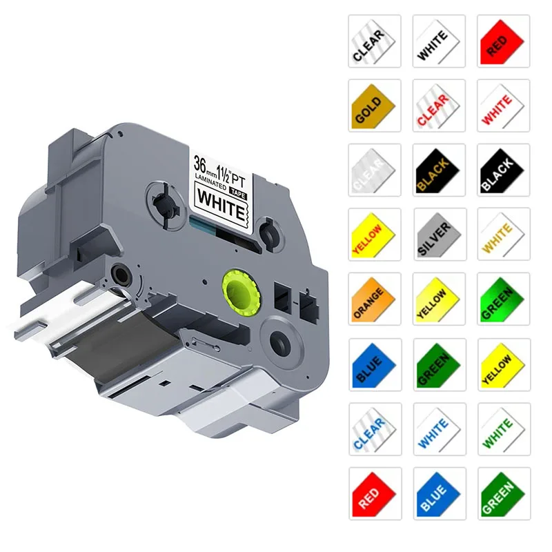 TZe261 36mm 1 1/2 Inch Standard tze Laminated Tape tz261 Compatible Brother P-touch Label Tape TZe-261 Multi Color