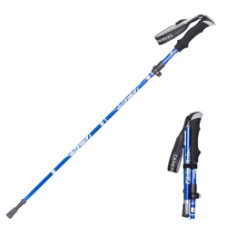 Walking Stick Alpenstock Telescopic Baton Hiking Trekking Poles Aluminum Alloy Metal Folding Cane Elderly People Crutches Pole