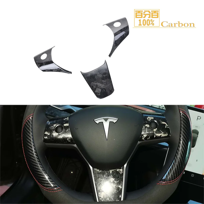 

Новинка, кованая панель рулевого колеса из углеродного волокна для Tesla Model 3, отделка 100% настоящего углеродного волокна