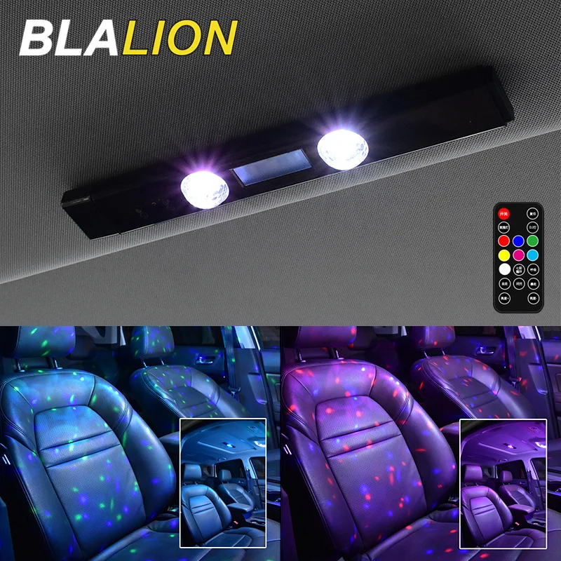 BLALION LED Car Atmosphere Lamp Wireless Voice Control RGB Roof Star Light USB Charing Auto Interior Decor Ambient Party Lights