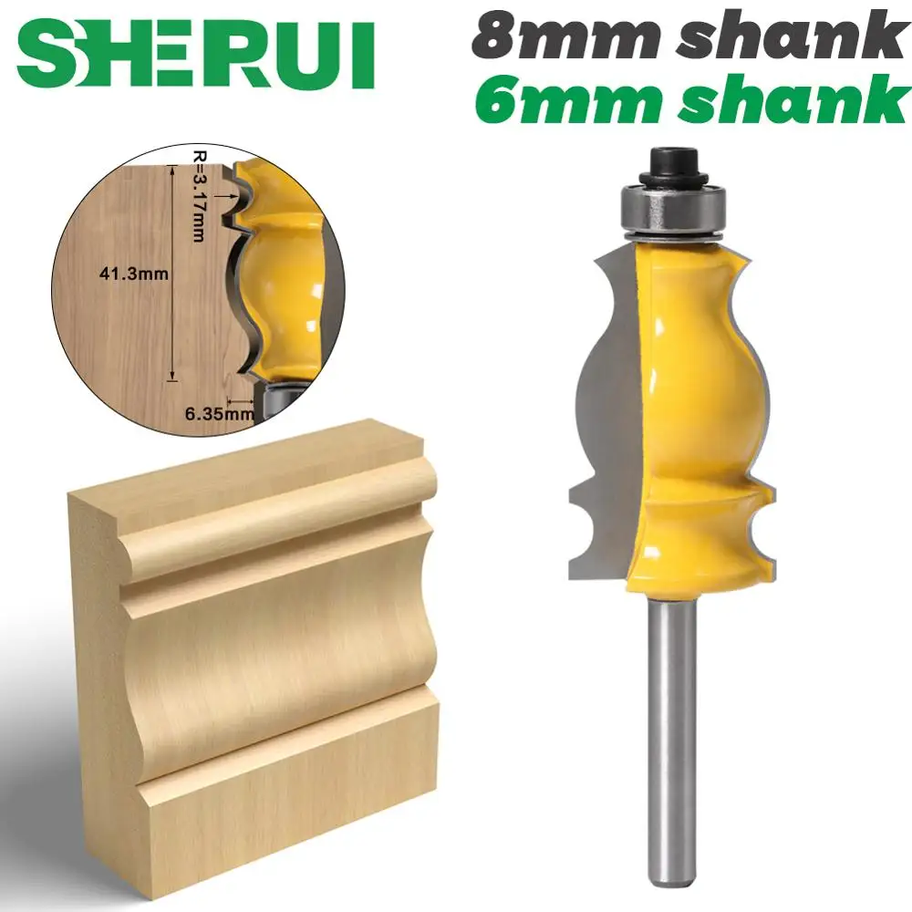 1 шт. 8 мм 6 мм хвостовик, архитектурный молдинговый фрезерный станок из цементированного карбида, фреза для отделки древесины, Фрезерный резак для