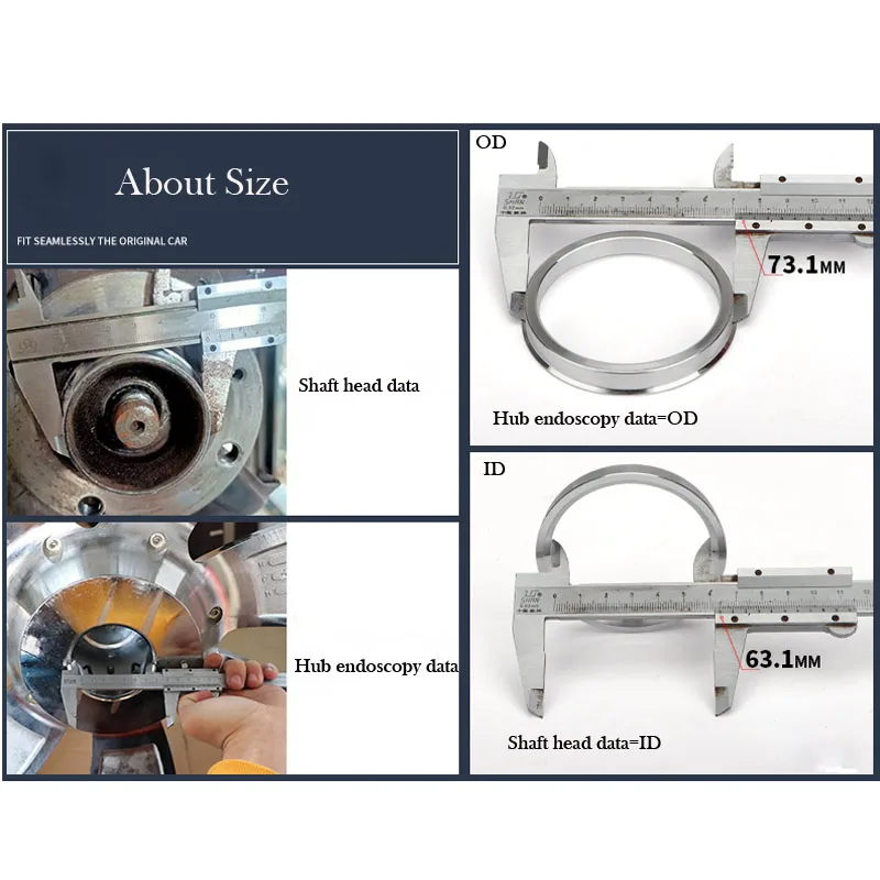 Anillo central de modificación de cubo de rueda, Collar de agujero central de aleación de aluminio, diámetro interior 57,1, 60,1, 64,1, 73,1, 4