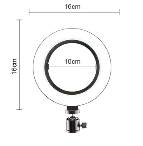 Кольцевой светодиодный светильник METTZCHROM для фотосъемки, 16 см/26 см