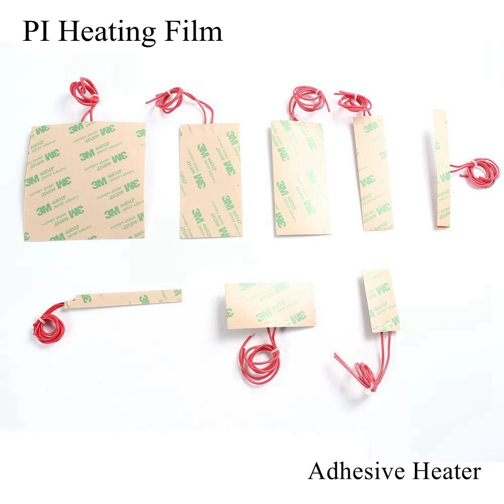 30x20mm 5V 12V 24V 110V 220V PI Heating Film Polyimide Adhesive Electric Heater Plate Panel Pad Mat Fuel Foil Oil Engine Tank