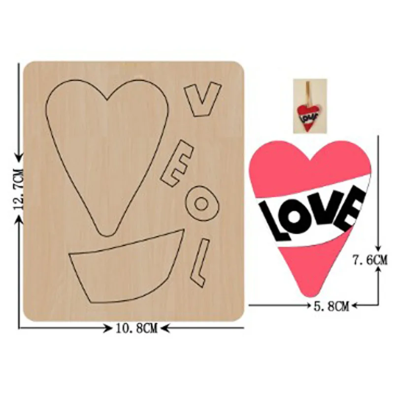 Heart Earring Wooden Mold Love Letter Wood Dies For DIY Leather Cloth Paper Craft Fit Common Dies Cutting Machines on the Market