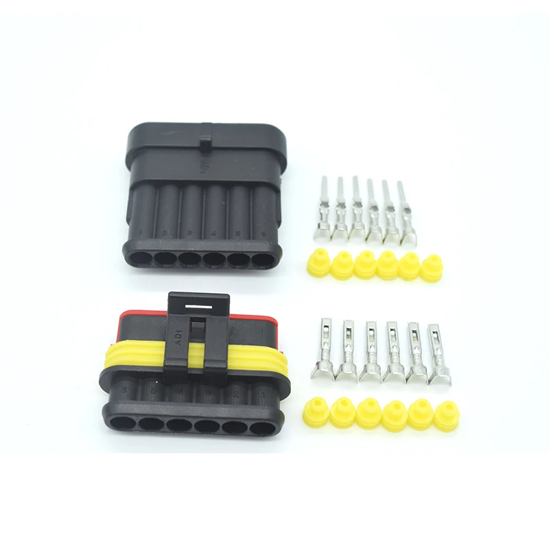 1sets Kit 2 pin 1/2/3/4/5/6 pins Way AMP Super seal Waterproof Electrical Wire Connector Plug for car waterproof connector