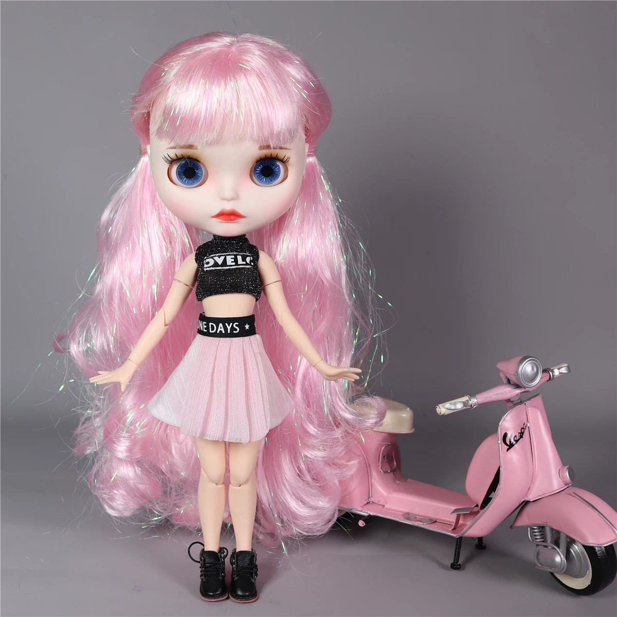 ICY DBS Blyth doll 1/6 bjd joint body shiny pink hair white skin matte face tan skin shiny face 30cm toy girls gift anime