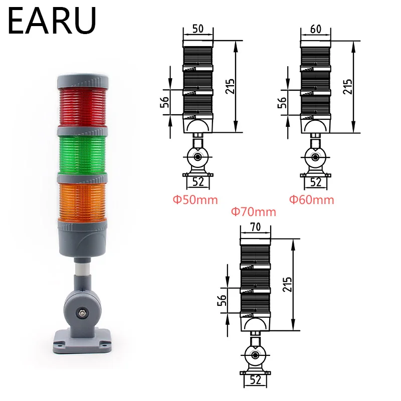 70Mm Industriële Multi-layer Led Signal Tower Stack Waarschuwen Alarm Let Lamp Licht Indicator Machines Buzzer Knipperende Buigbare