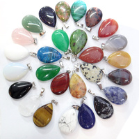 Natural stone tiger eye lapis Turquoises  Quartz Crystal Opal Teardrop pendants for diy jewelry making necklace Accessories12pcs